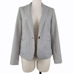 Talbots Gingham Blazer Black and White Sz S